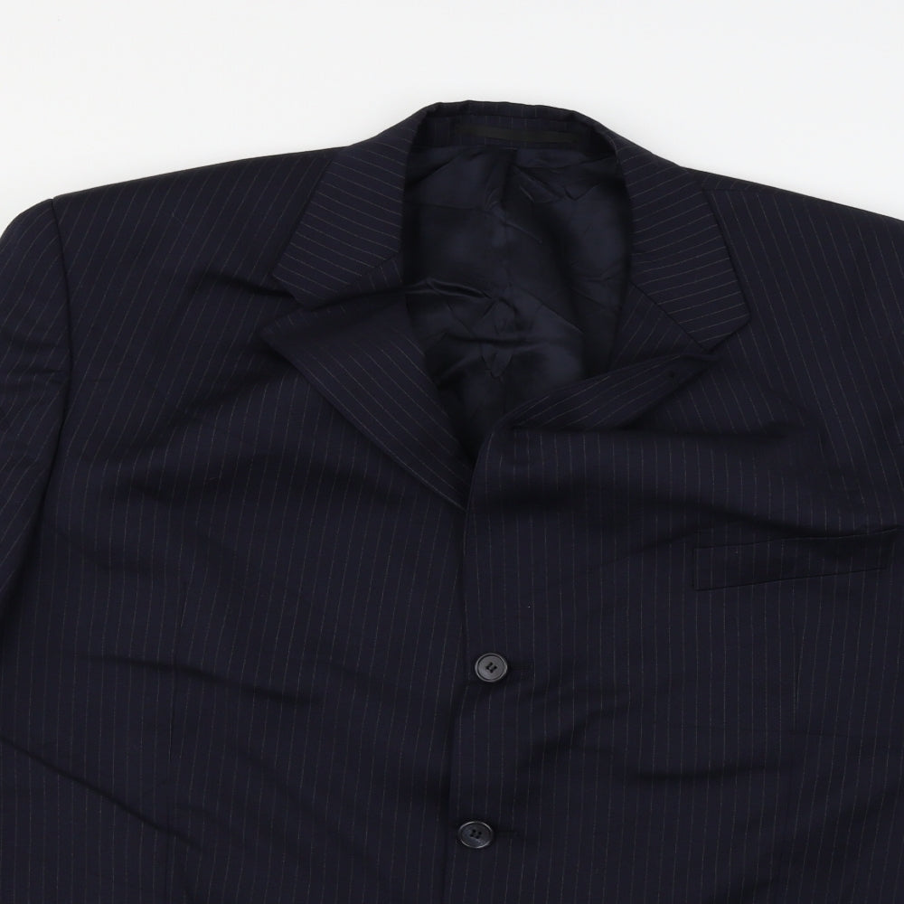Super 100's  Mens Blue Striped  Jacket Blazer Size 46