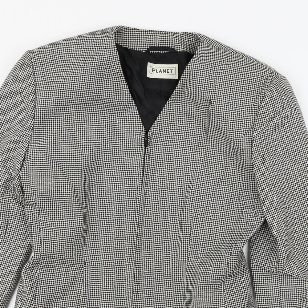 planet Womens Grey Check  Jacket Coat Size 8