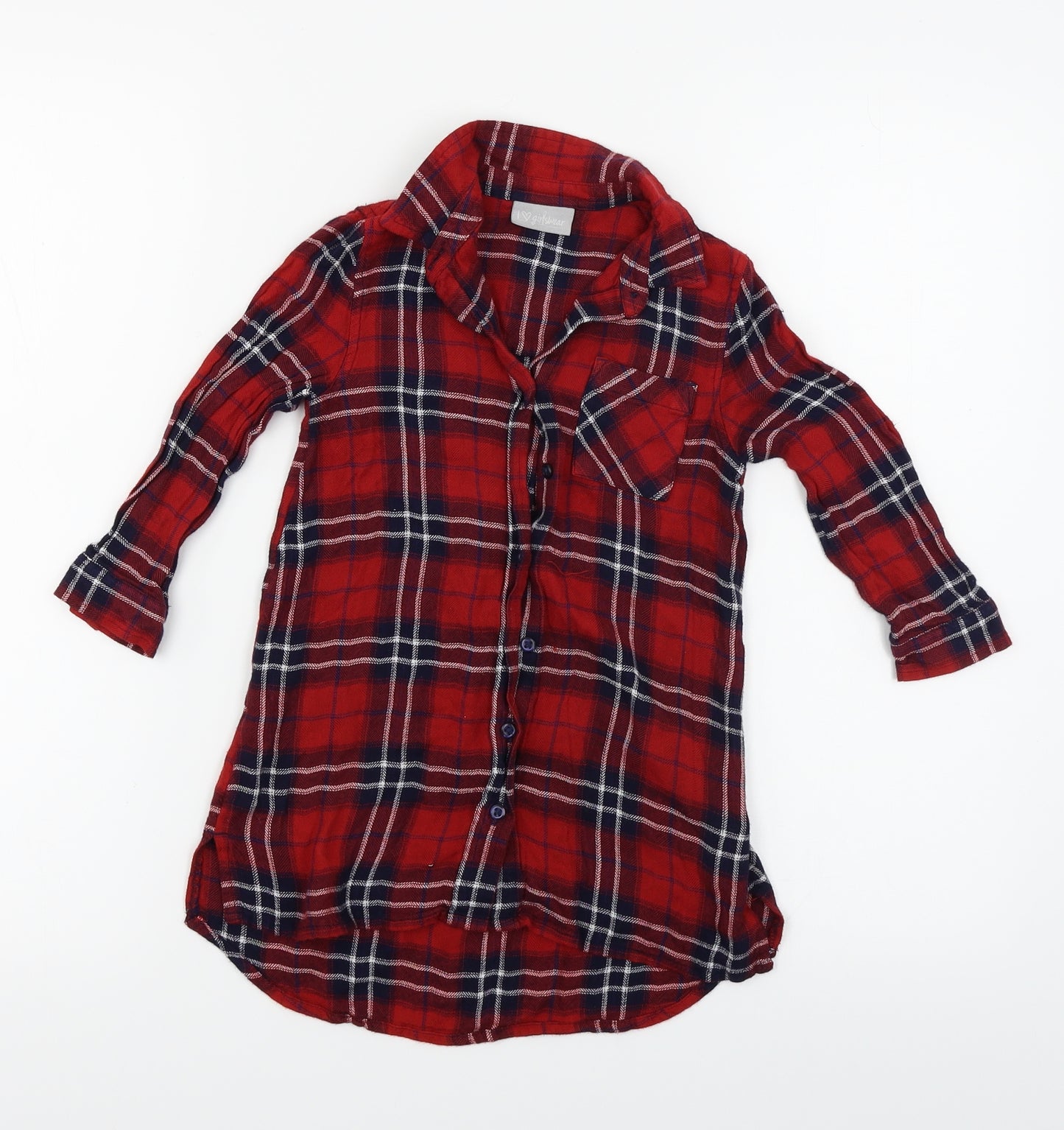 Matalan  Girls Red Check  Basic Button-Up Size 4-5 Years