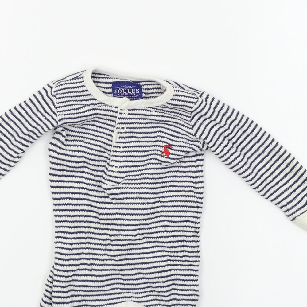 Joules  Boys White Striped  Babygrow One-Piece Size 0-3 Months