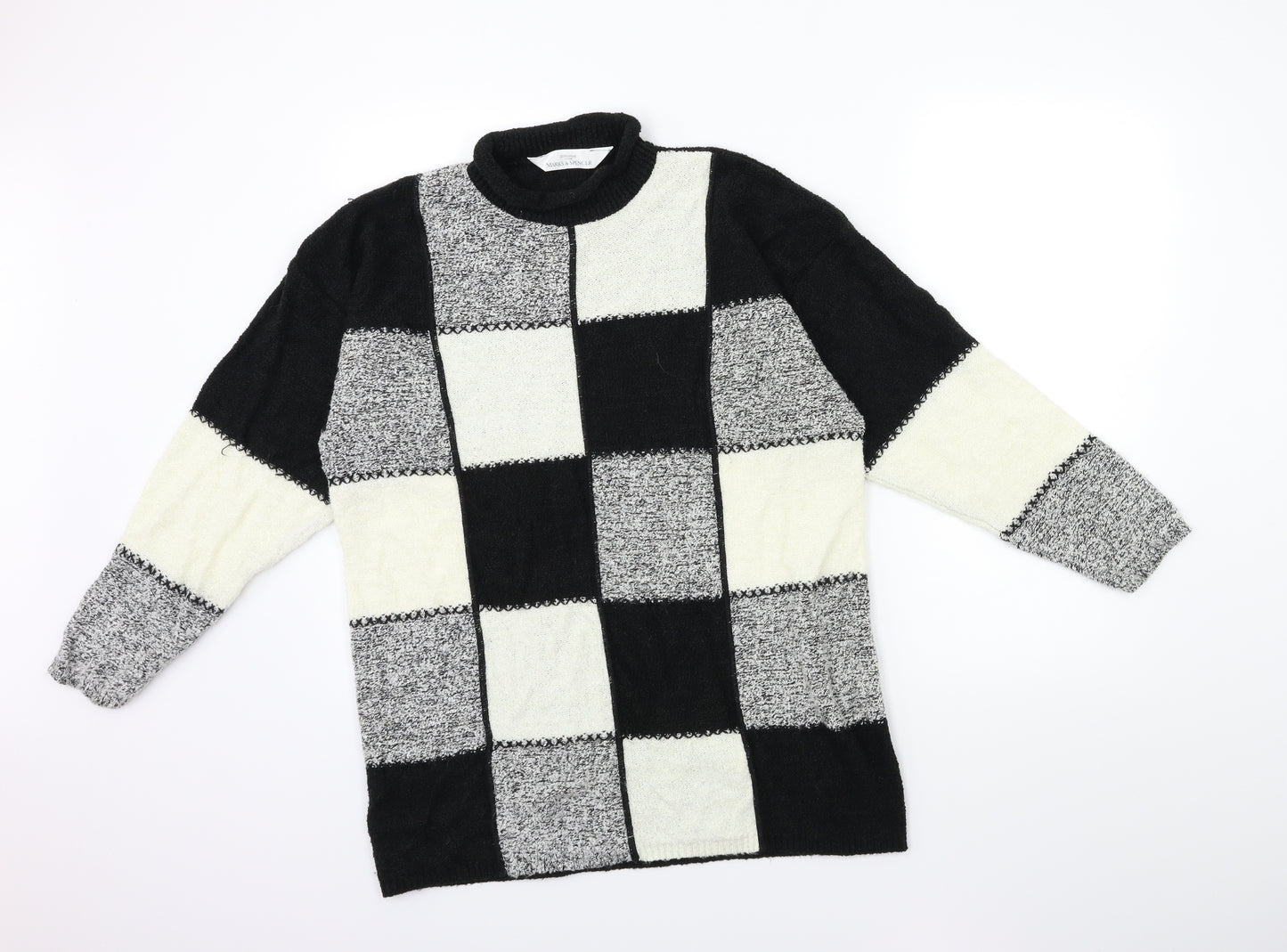 Marks and Spencer Womens Black Check  Pullover Jumper Size 14