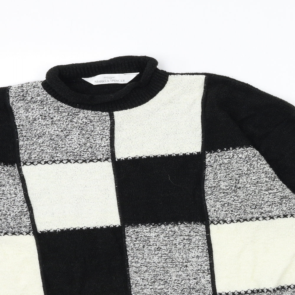 Marks and Spencer Womens Black Check  Pullover Jumper Size 14