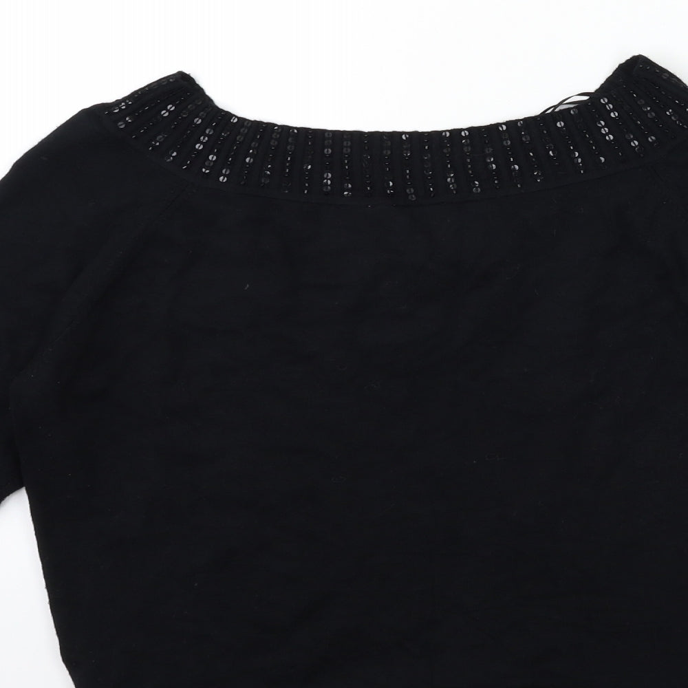 Anne Brooks Womens Black  Knit Pullover Jumper Size 18