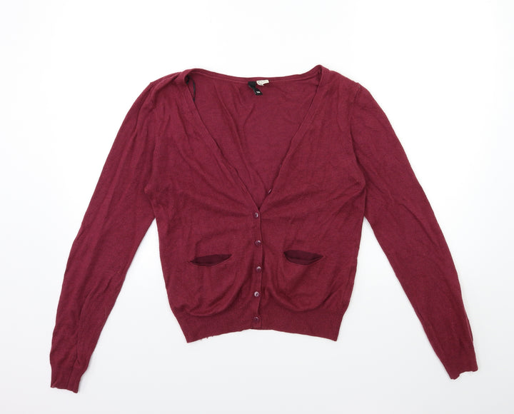 H&M Womens Pink Knit Cardigan Jumper Size 10