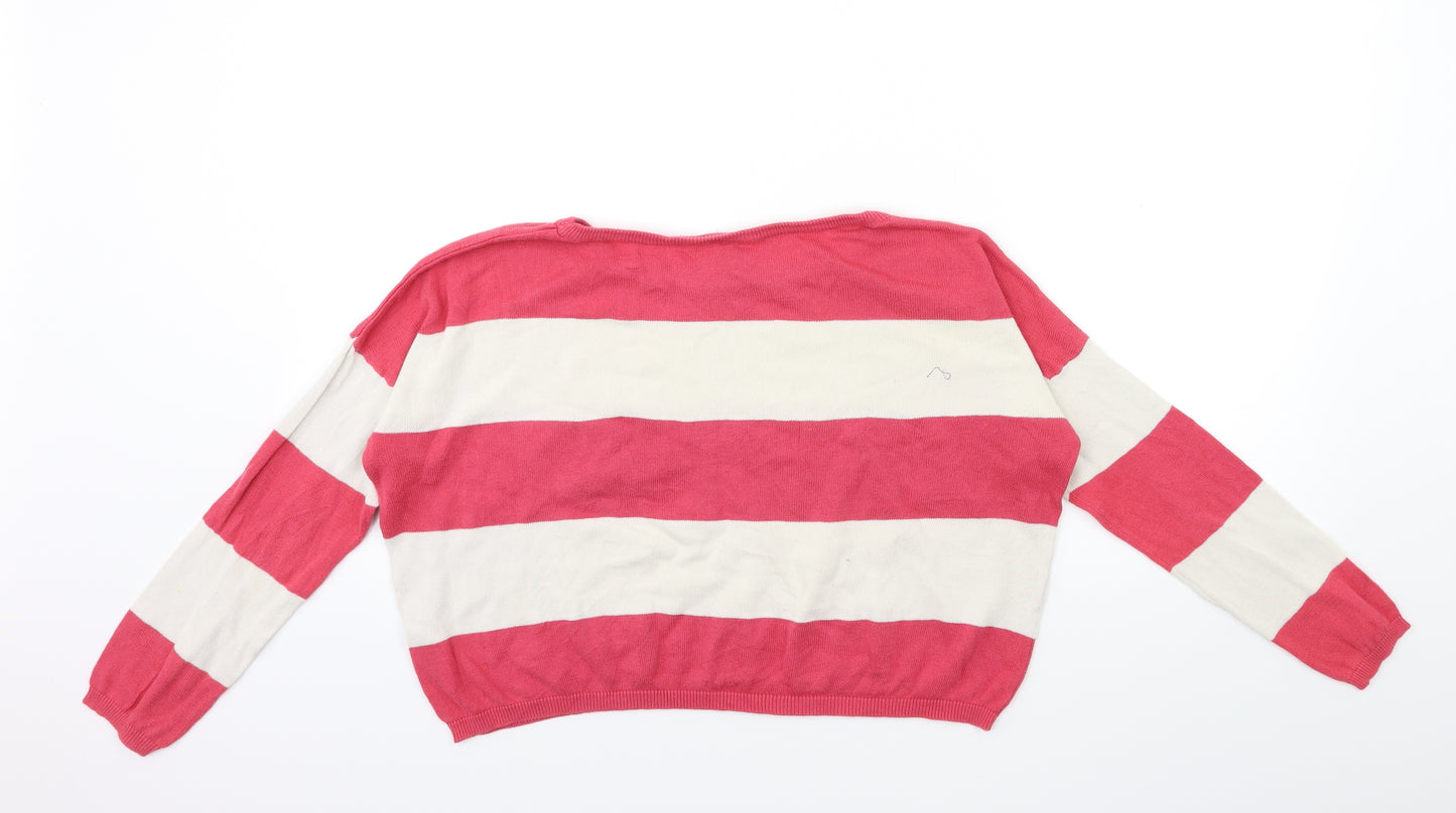 H&M Womens Pink Striped Knit Pullover Jumper Size 8