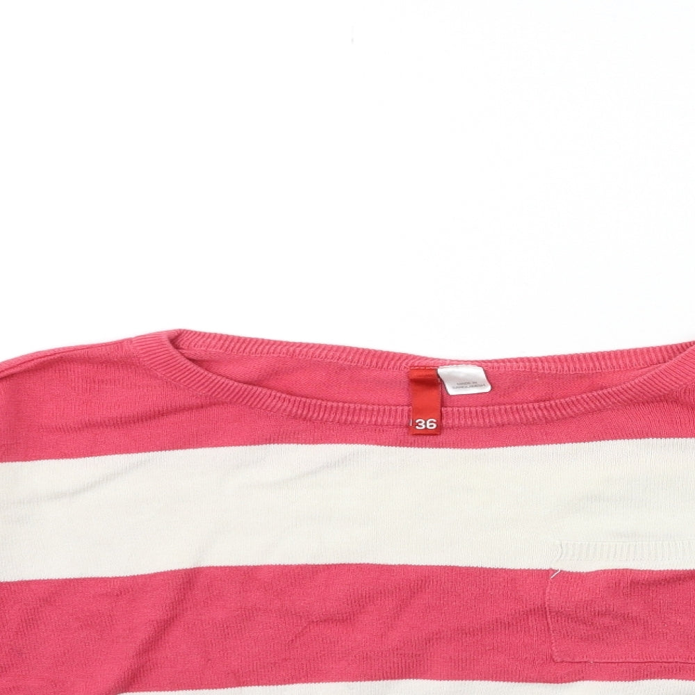 H&M Womens Pink Striped Knit Pullover Jumper Size 8