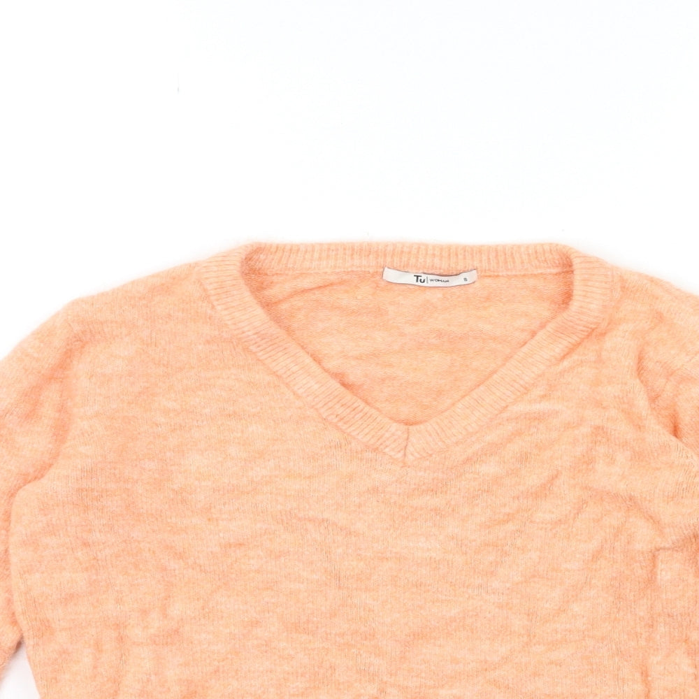 TU Womens Orange  Knit Pullover Jumper Size 8