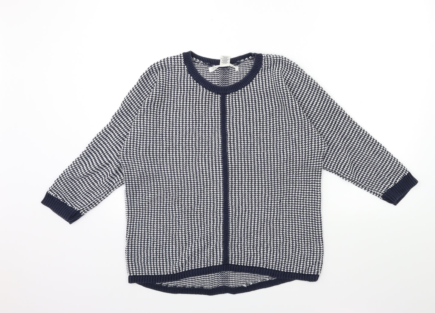 Max Studio Womens Blue Geometric Knit Pullover Jumper Size L
