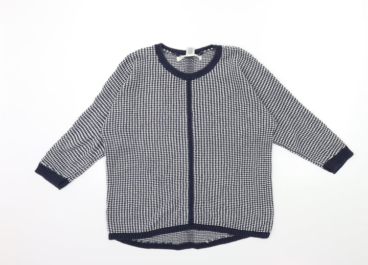 Max Studio Womens Blue Geometric Knit Pullover Jumper Size L
