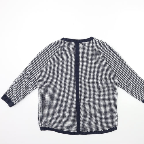 Max Studio Womens Blue Geometric Knit Pullover Jumper Size L