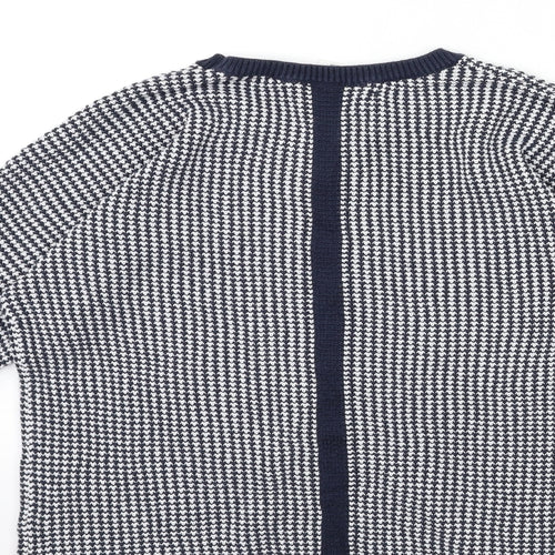 Max Studio Womens Blue Geometric Knit Pullover Jumper Size L