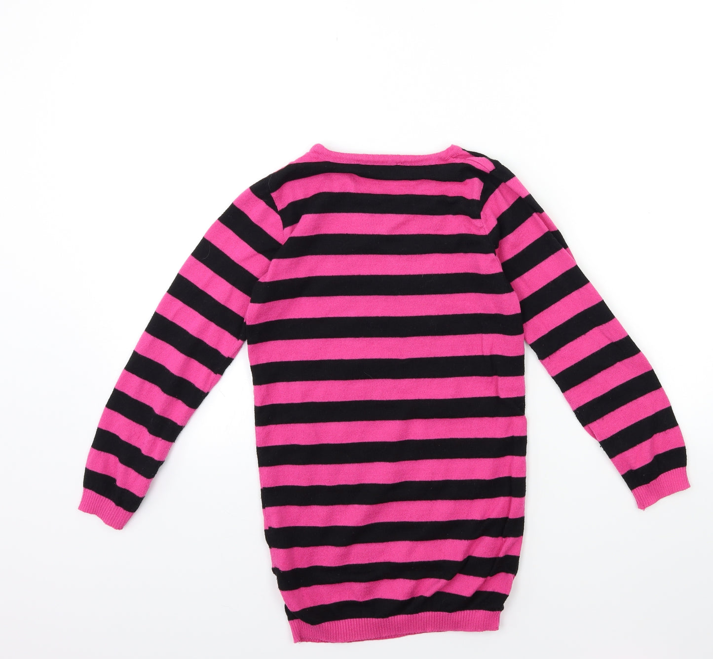 George Girls Pink Striped Knit Pullover Jumper Size 7-8 Years