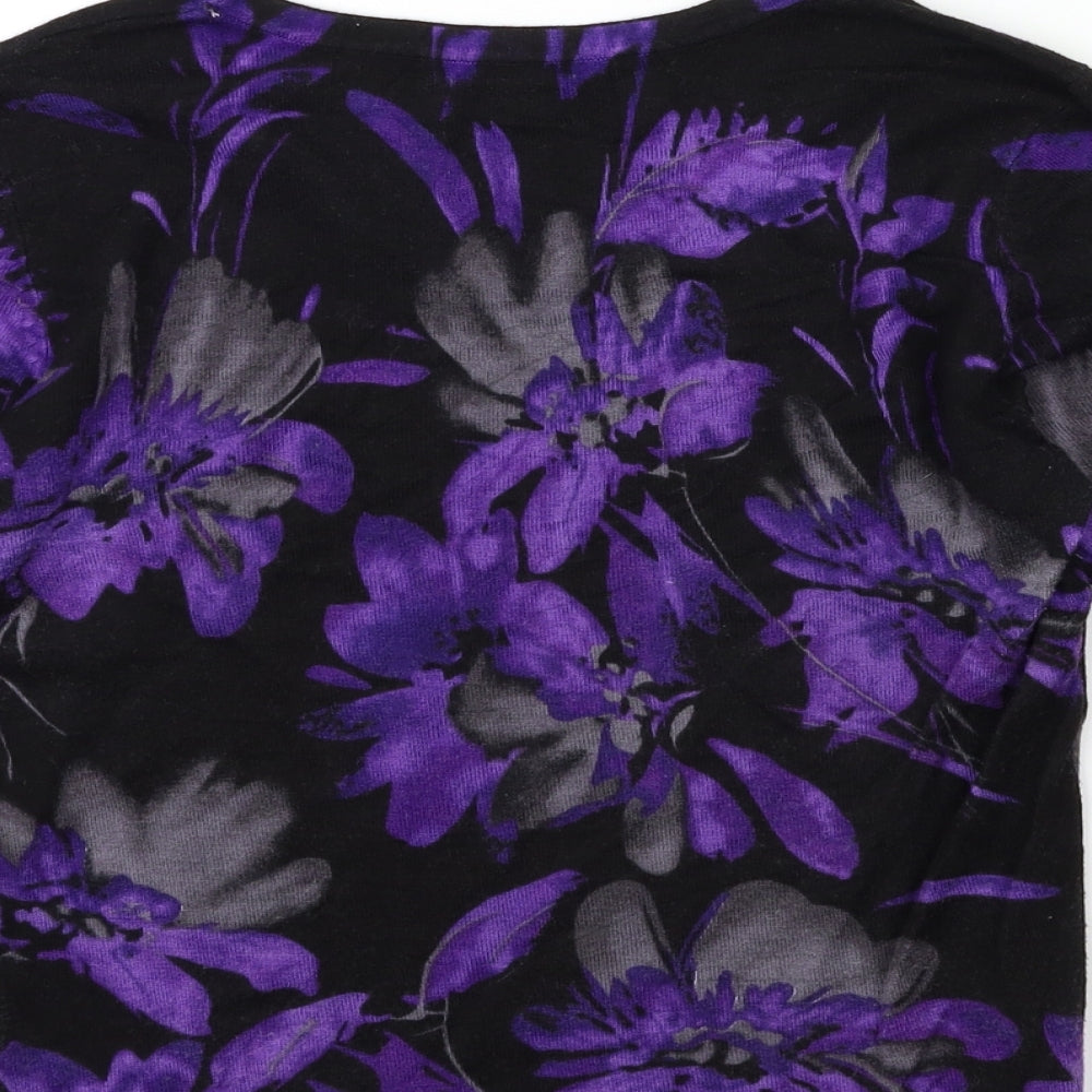 Precis Petite Womens Black Floral Knit Pullover Jumper Size XS