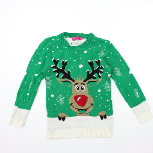 Boohoo Womens Green  Knit Pullover Jumper Size M