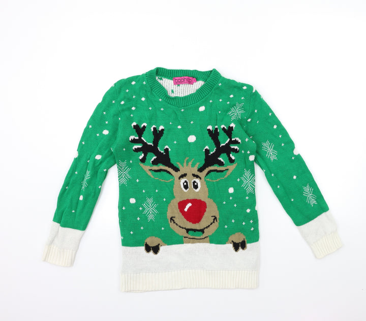 Boohoo Womens Green  Knit Pullover Jumper Size M