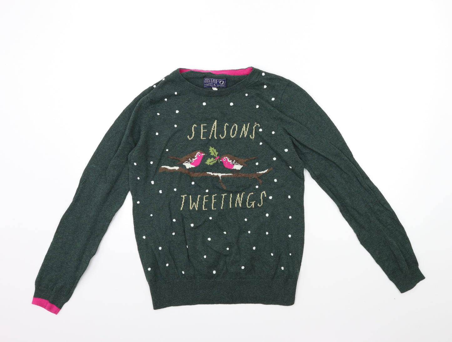 seasons greetings Womens Green  Knit Pullover Jumper Size 8