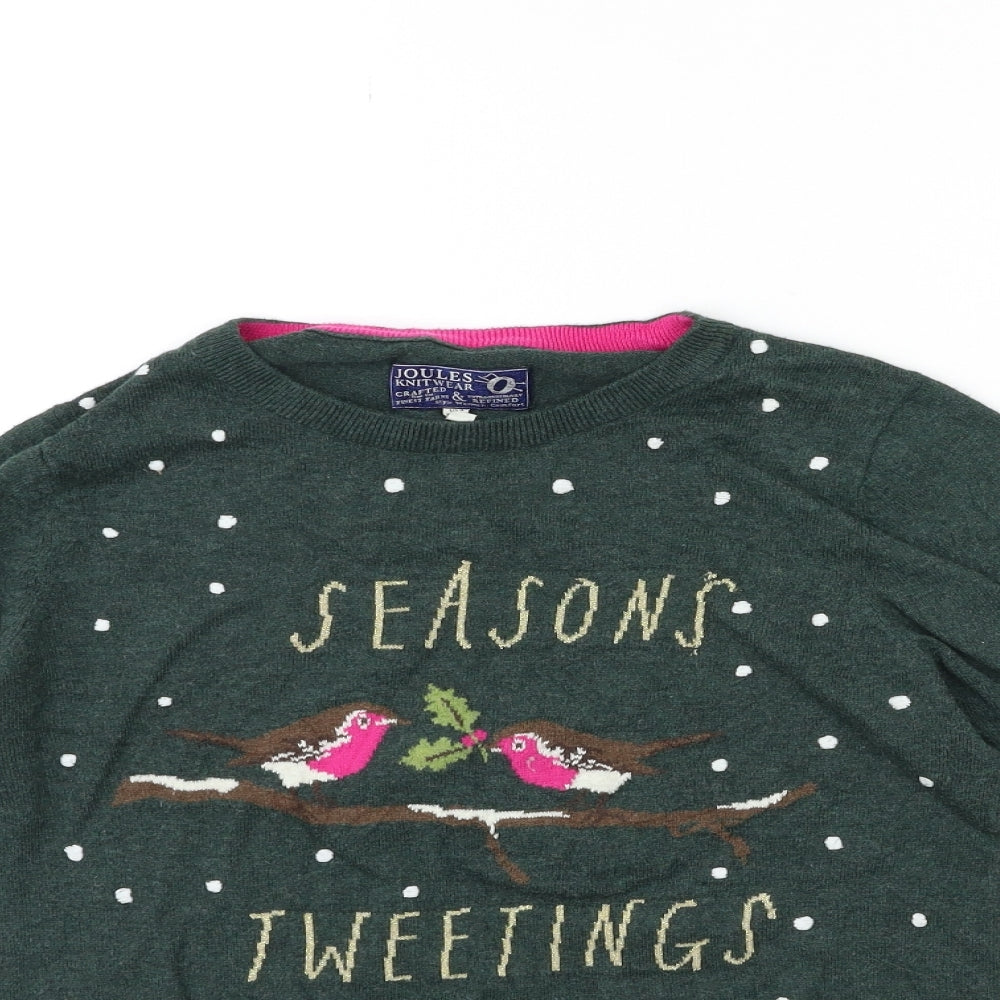 seasons greetings Womens Green  Knit Pullover Jumper Size 8