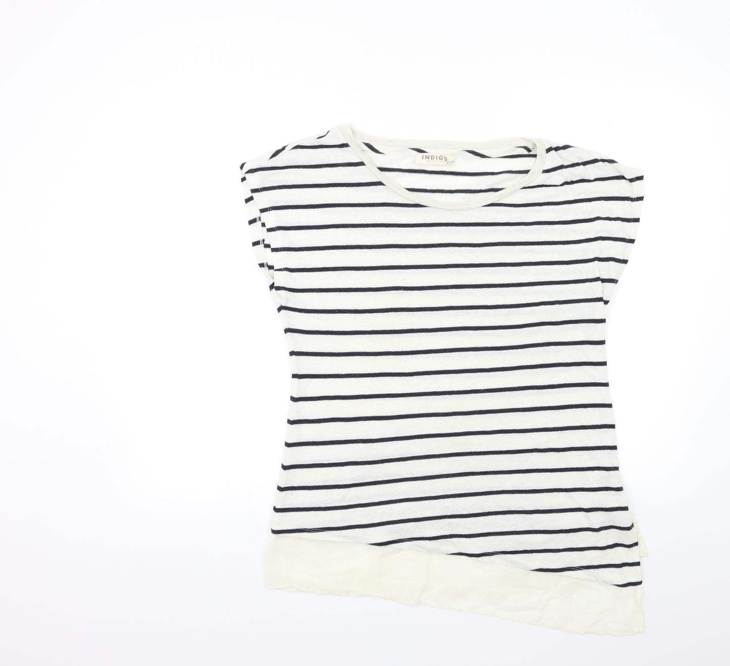 Marks and Spencer Womens White Striped Knit Pullover Jumper Size 14