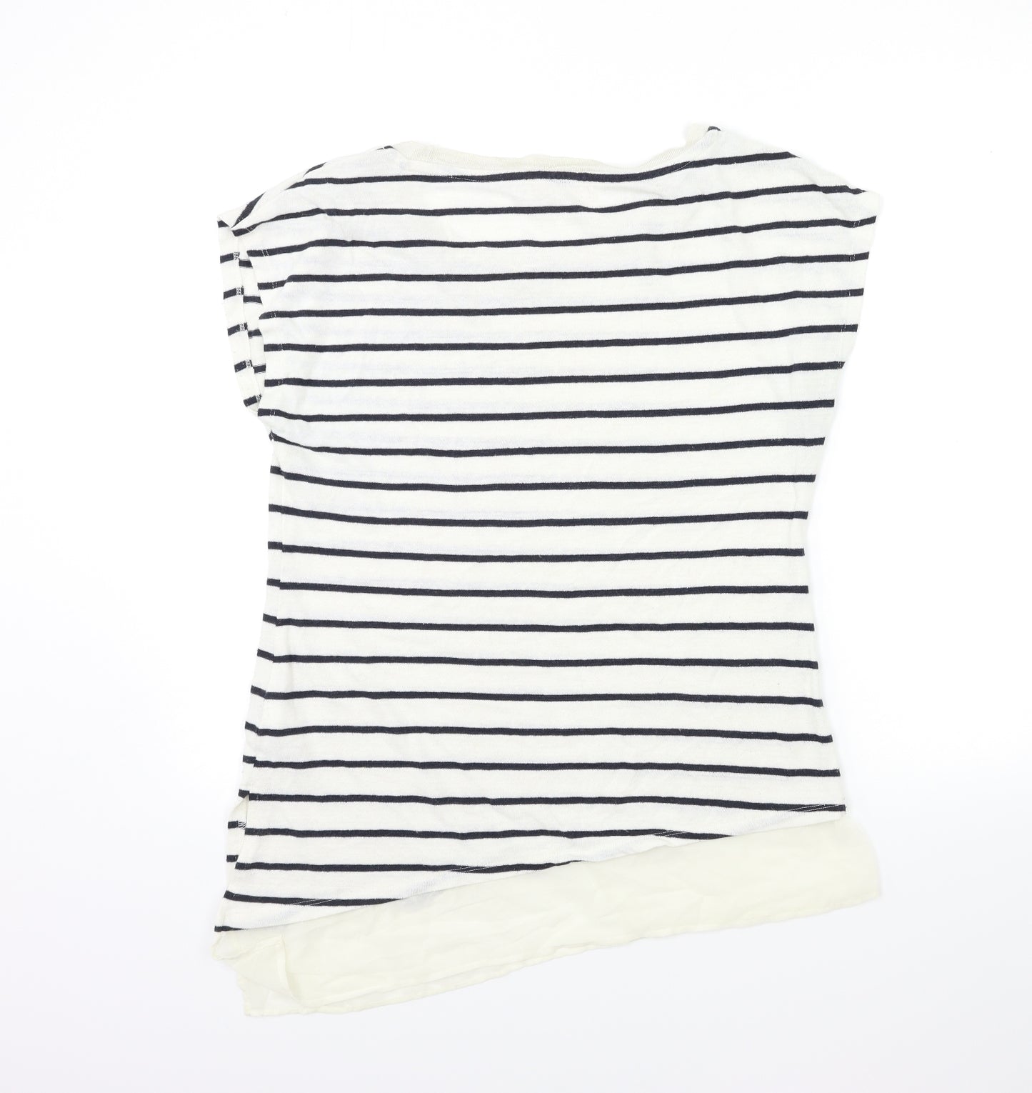 Marks and Spencer Womens White Striped Knit Pullover Jumper Size 14