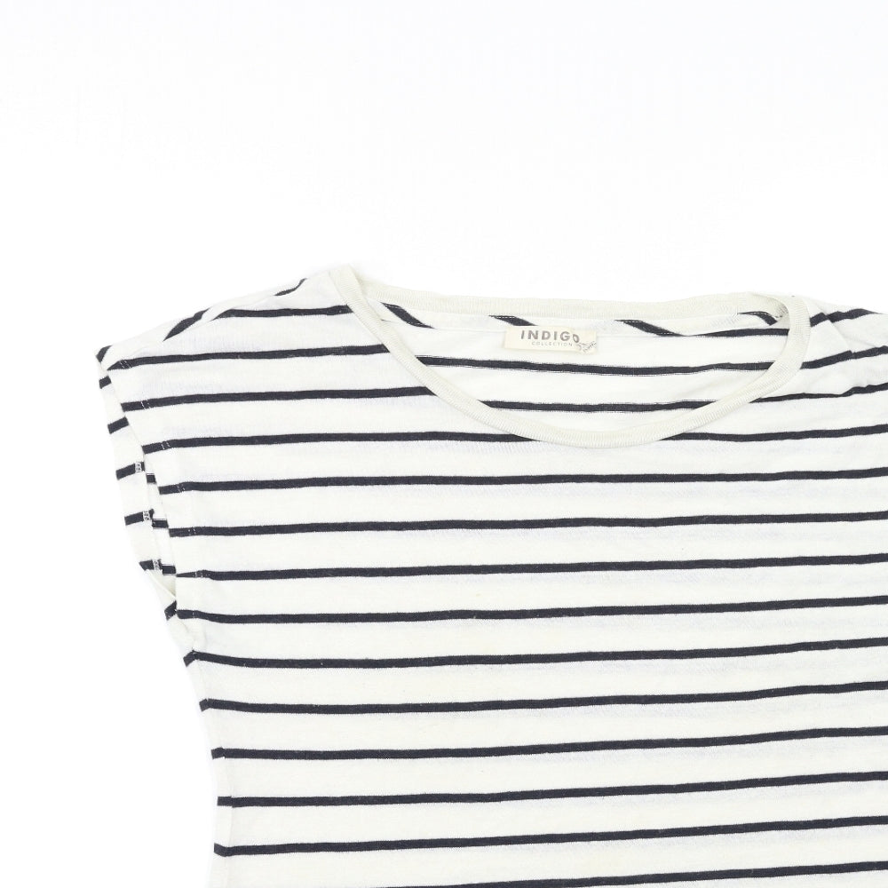 Marks and Spencer Womens White Striped Knit Pullover Jumper Size 14