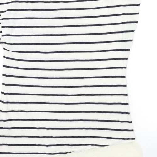 Marks and Spencer Womens White Striped Knit Pullover Jumper Size 14