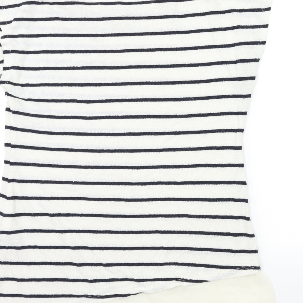 Marks and Spencer Womens White Striped Knit Pullover Jumper Size 14