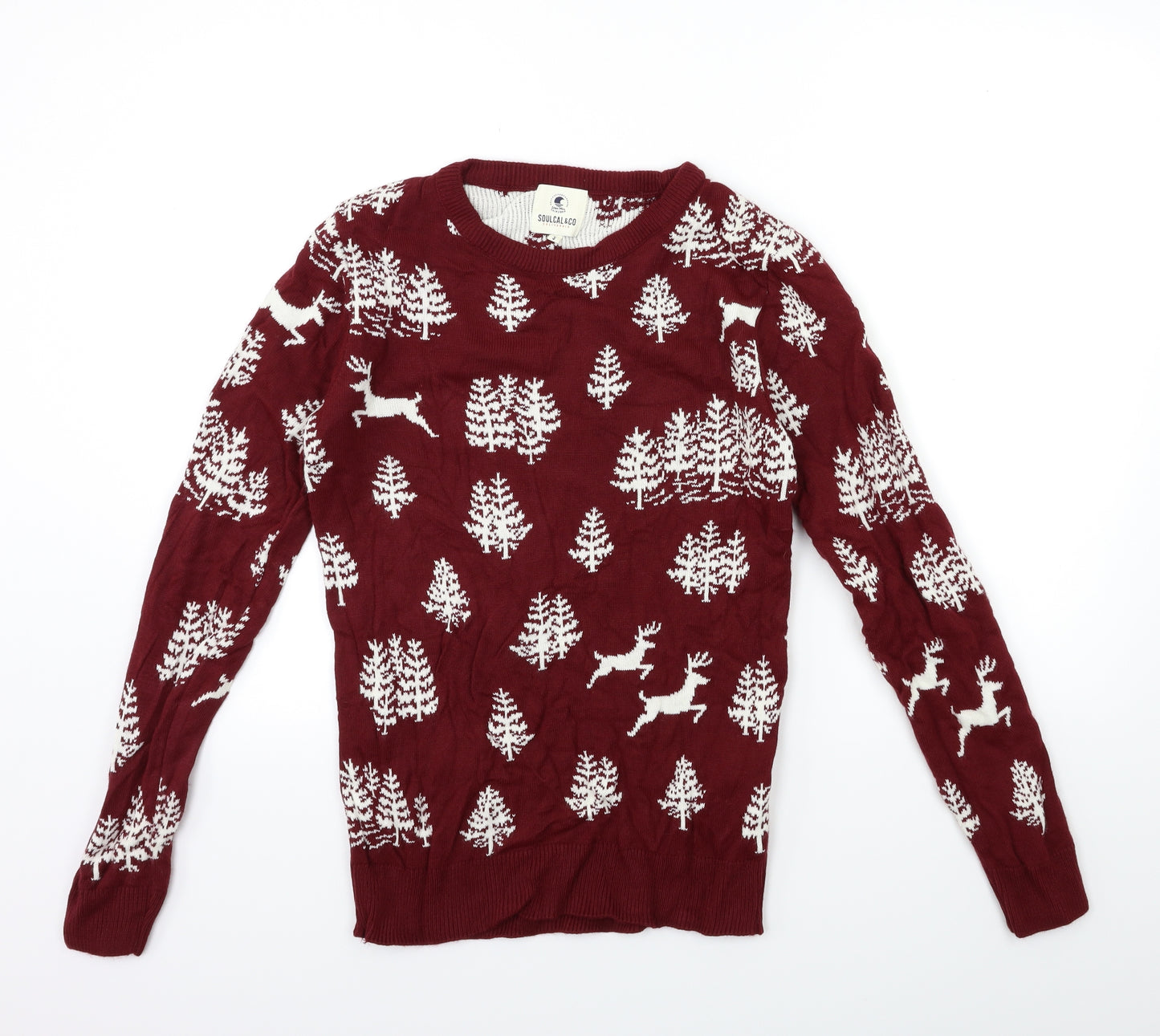 SoulCal&Co Mens Red  Knit Pullover Jumper Size S