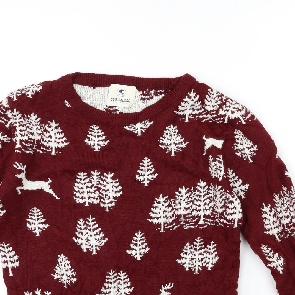 SoulCal&Co Mens Red  Knit Pullover Jumper Size S
