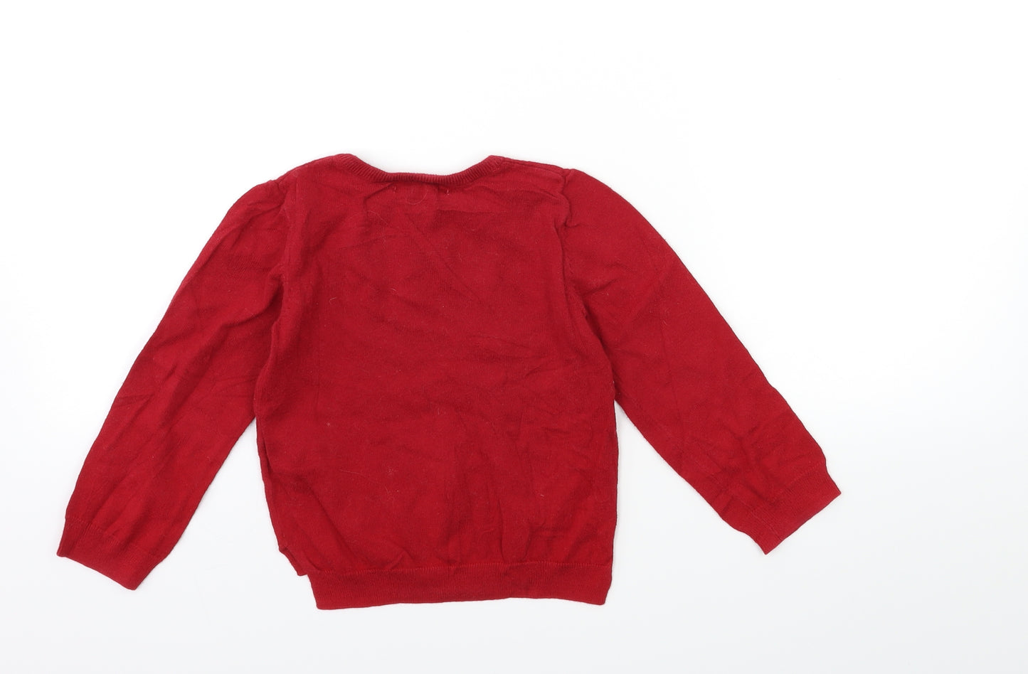 H&M Girls Red  Knit Pullover Jumper Size 3-4 Years
