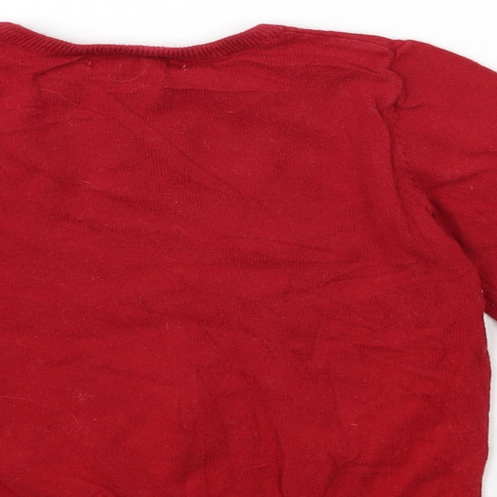 H&M Girls Red  Knit Pullover Jumper Size 3-4 Years