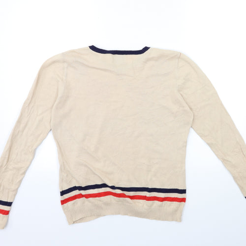 Antoni & Alison Womens Beige Striped Knit Pullover Jumper Size 14
