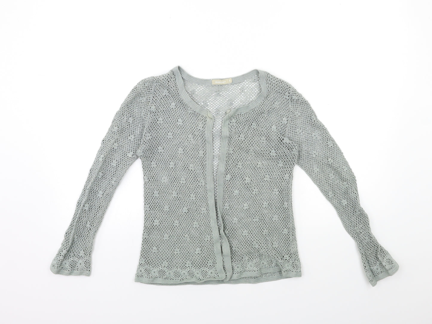 Traidcraft Womens Green  Knit Cardigan Jumper Size S
