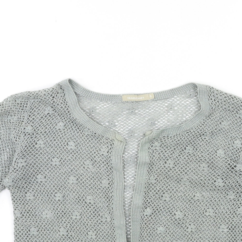 Traidcraft Womens Green  Knit Cardigan Jumper Size S