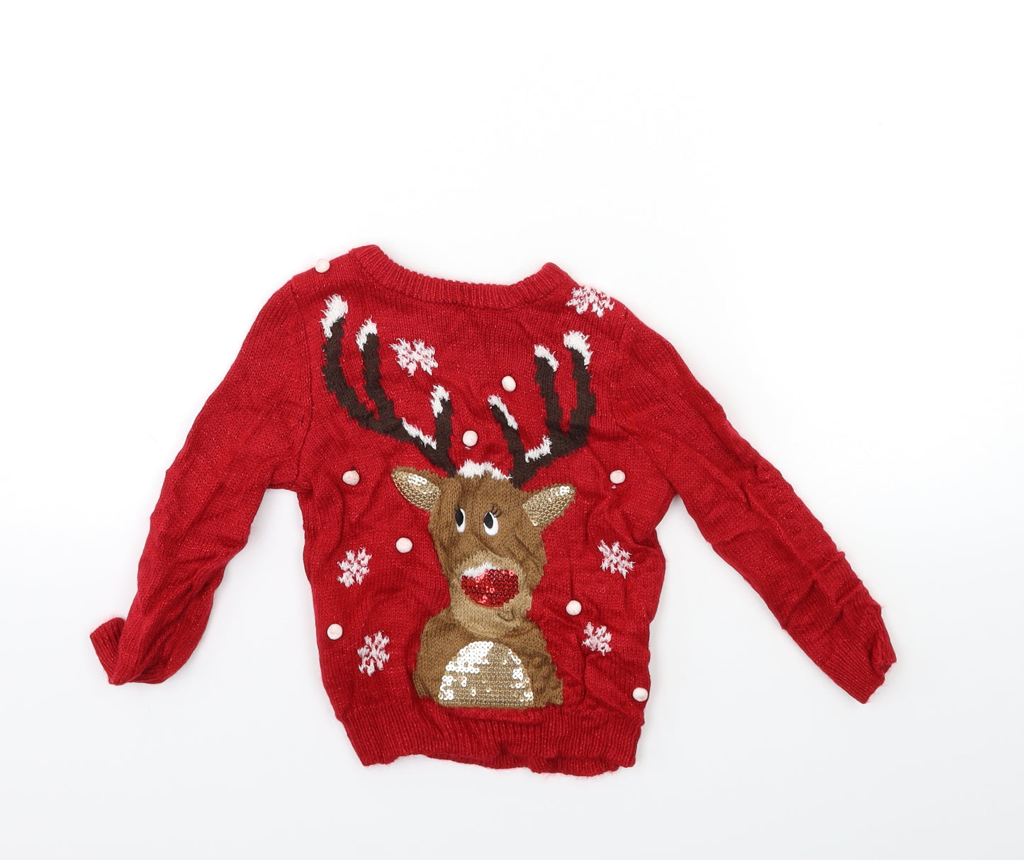 EVIE Girls Red  Knit Pullover Jumper Size 2-3 Years