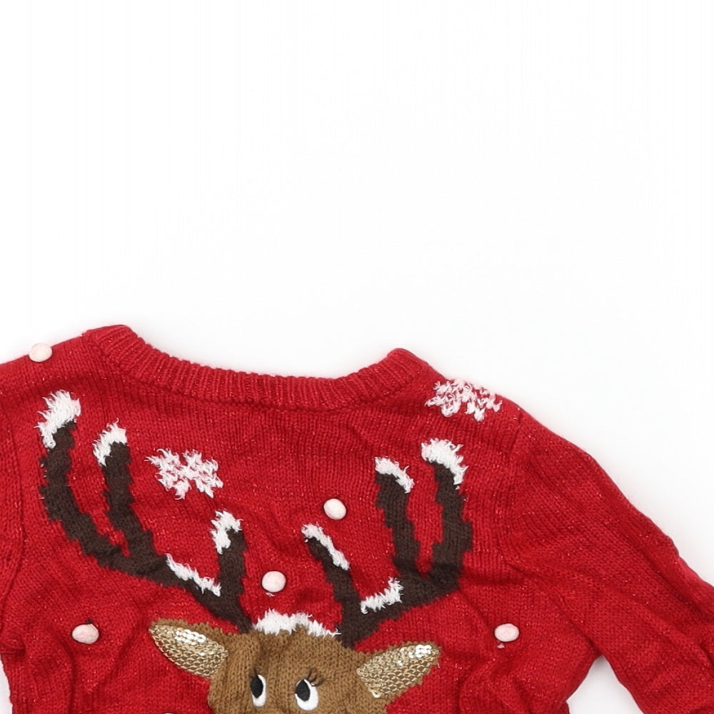 EVIE Girls Red  Knit Pullover Jumper Size 2-3 Years