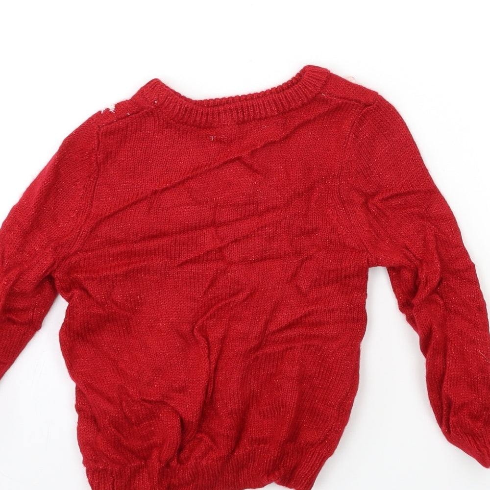 EVIE Girls Red  Knit Pullover Jumper Size 2-3 Years