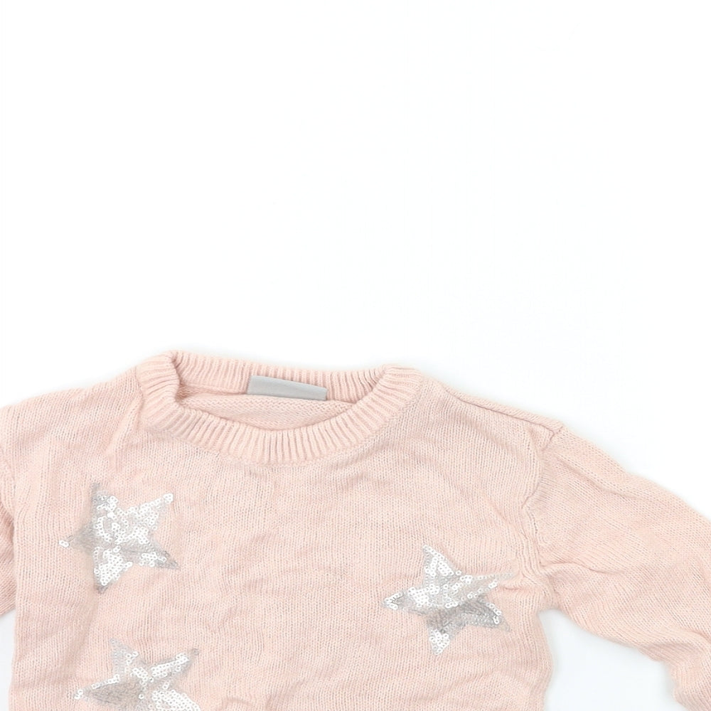 Matalan Girls Pink  Knit Pullover Jumper Size 4-5 Years
