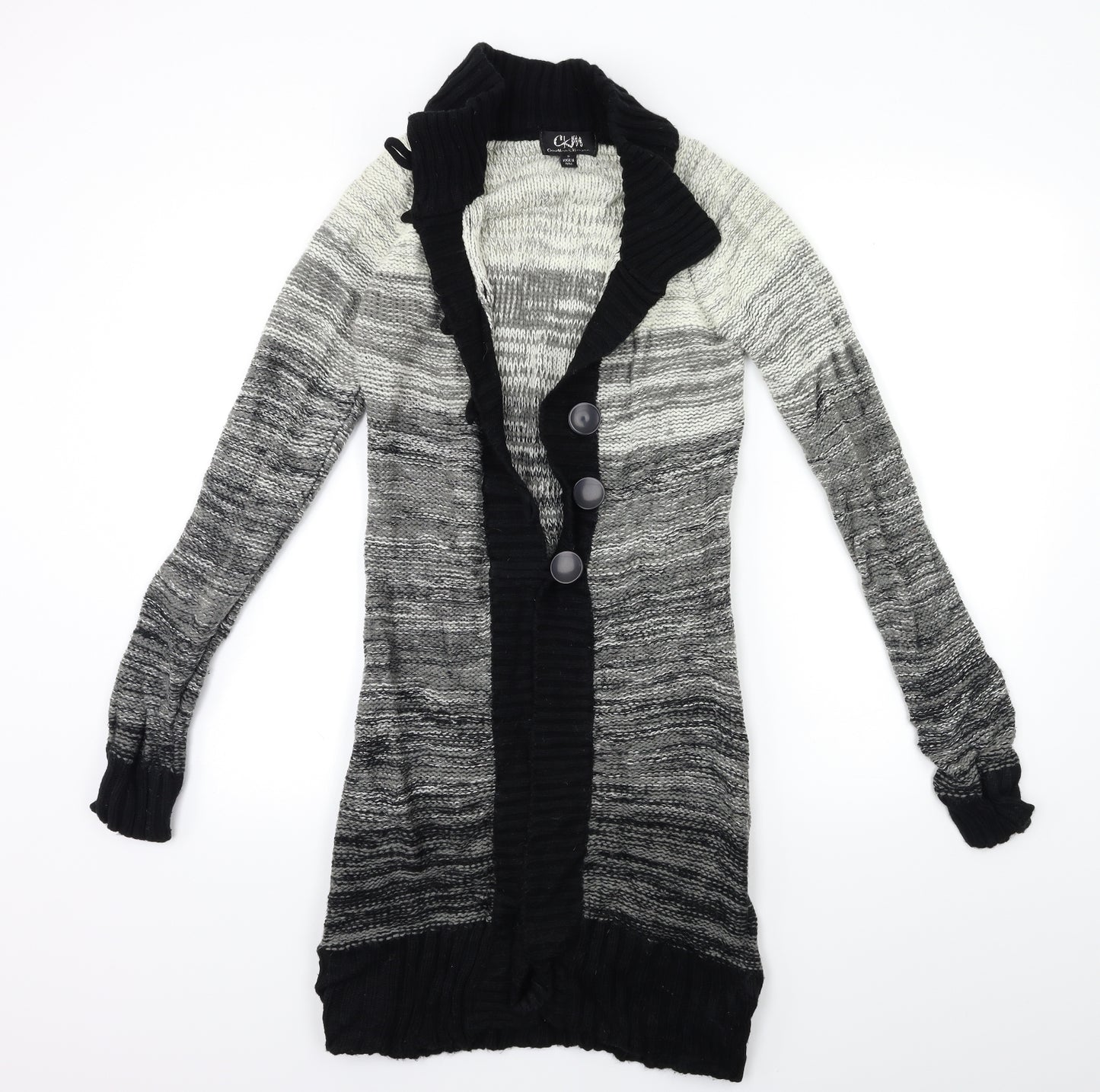 CKM Womens Grey  Knit Cardigan Jumper Size S