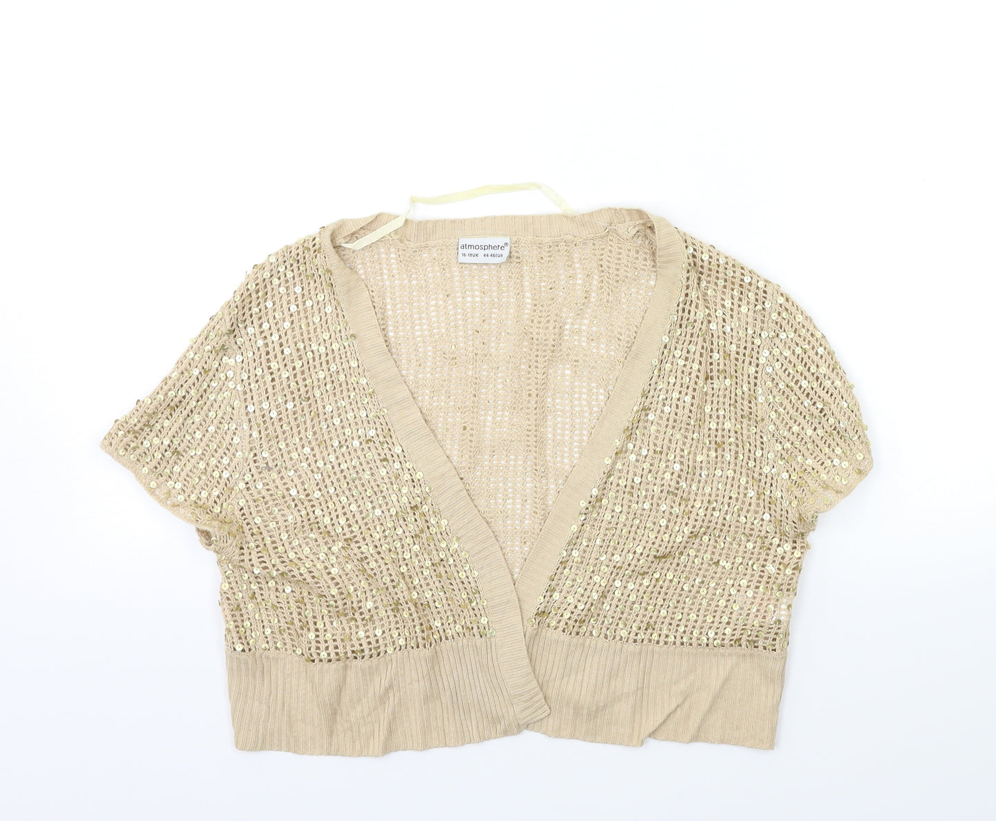 Atmosphere Womens Gold  Knit Cardigan Jumper Size 16