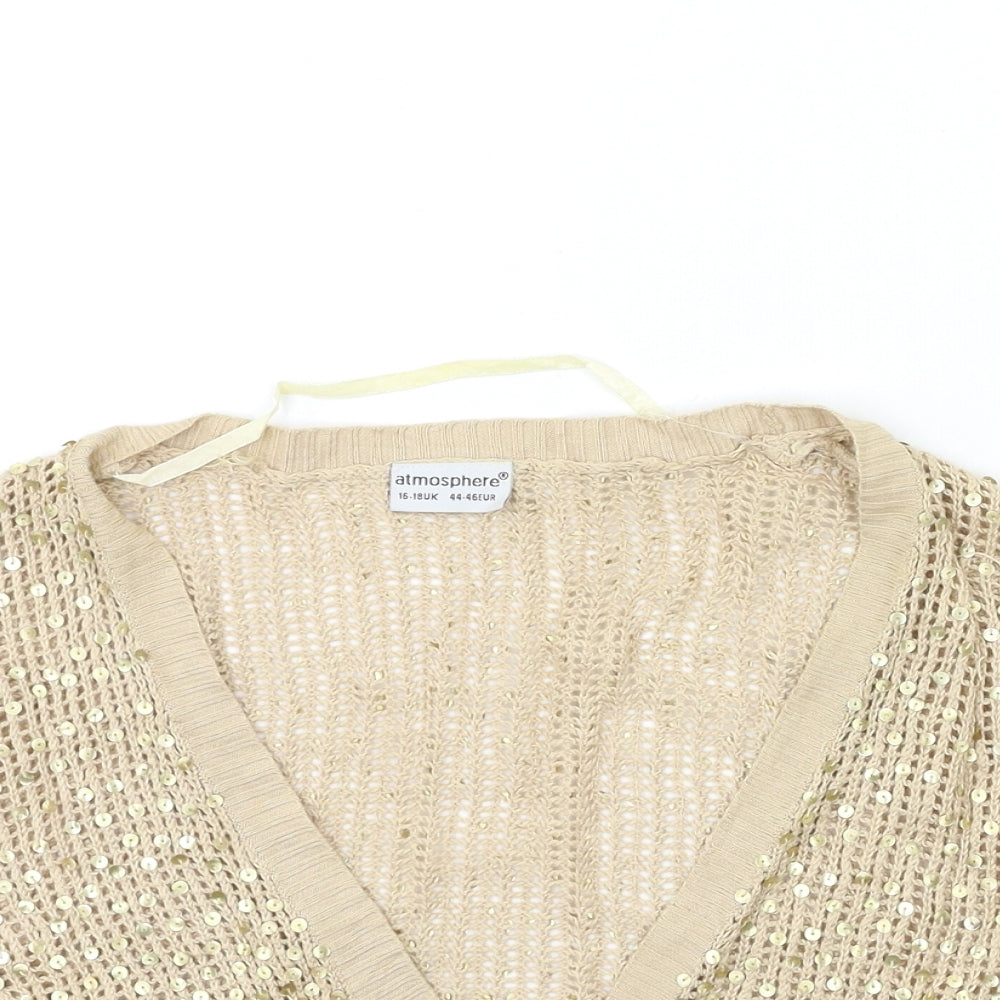 Atmosphere Womens Gold  Knit Cardigan Jumper Size 16