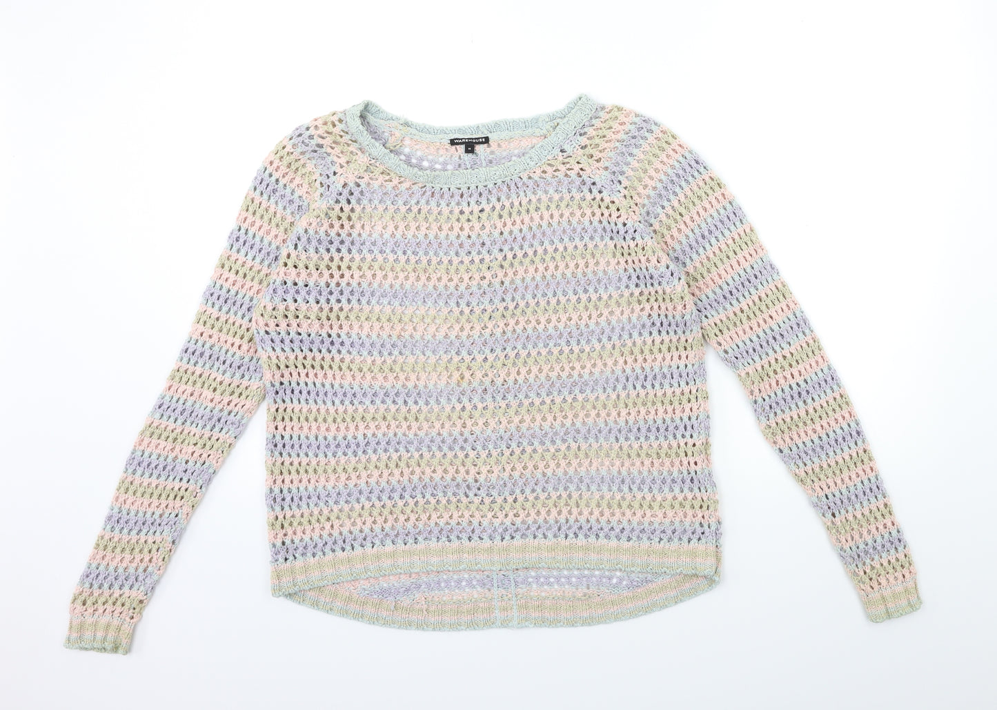 Warehouse Womens Ivory Striped Knit Pullover Jumper Size M