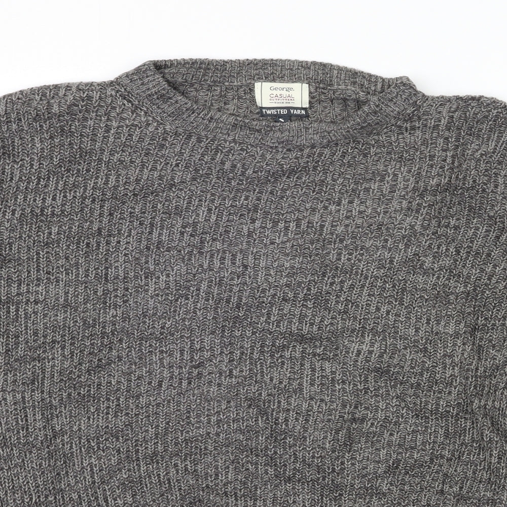 George Mens Grey  Knit Pullover Jumper Size L