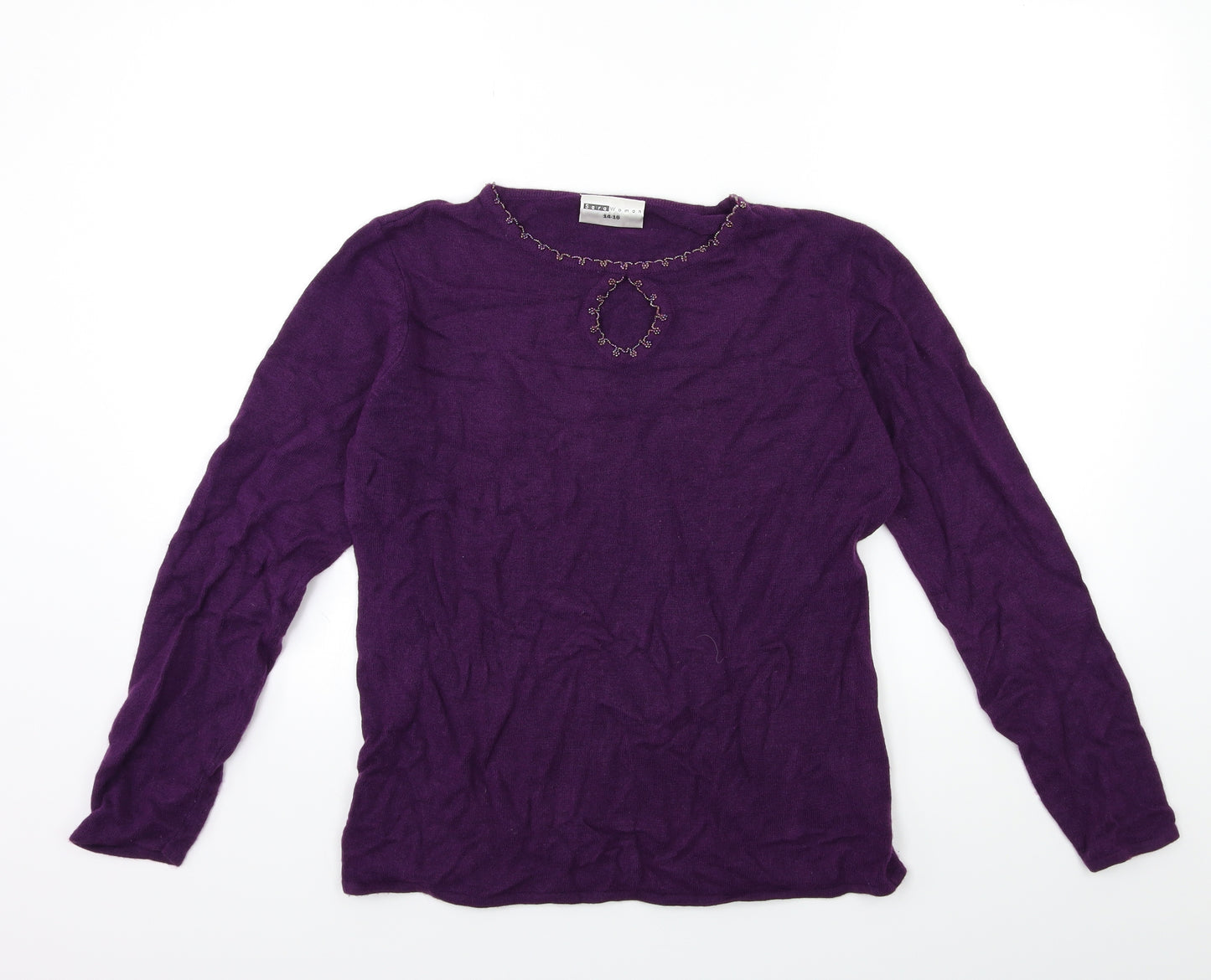 Sara Woman Womens Purple  Knit Pullover Jumper Size 14
