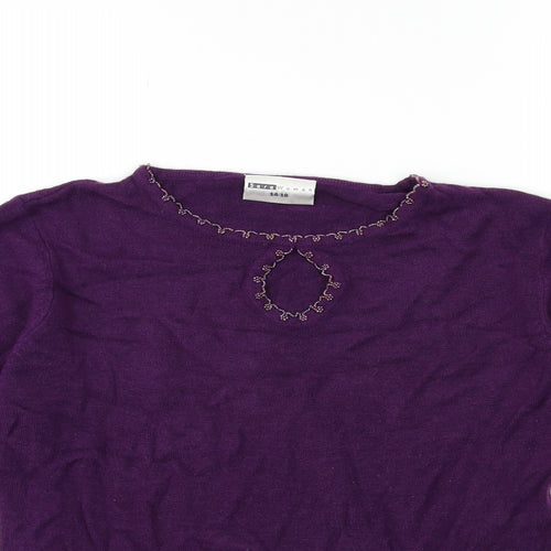 Sara Woman Womens Purple  Knit Pullover Jumper Size 14