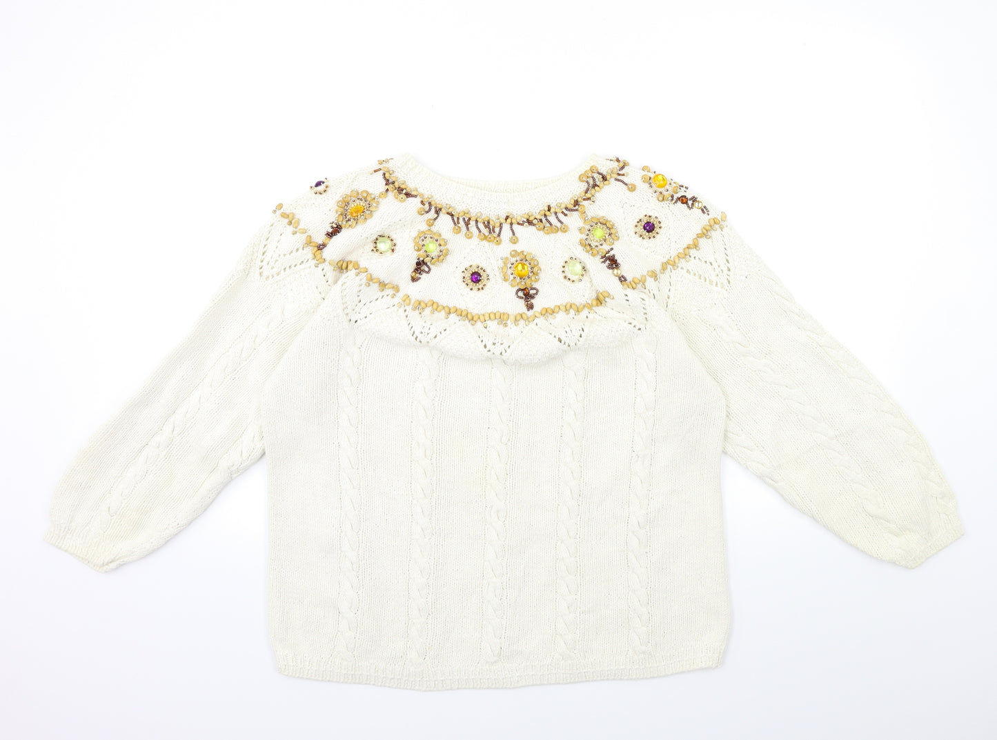 Preworn Womens White  Knit Pullover Jumper One Size