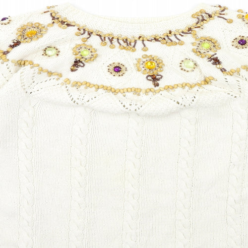 Preworn Womens White  Knit Pullover Jumper One Size