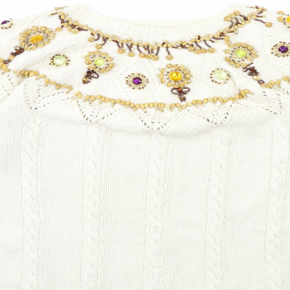 Preworn Womens White  Knit Pullover Jumper One Size