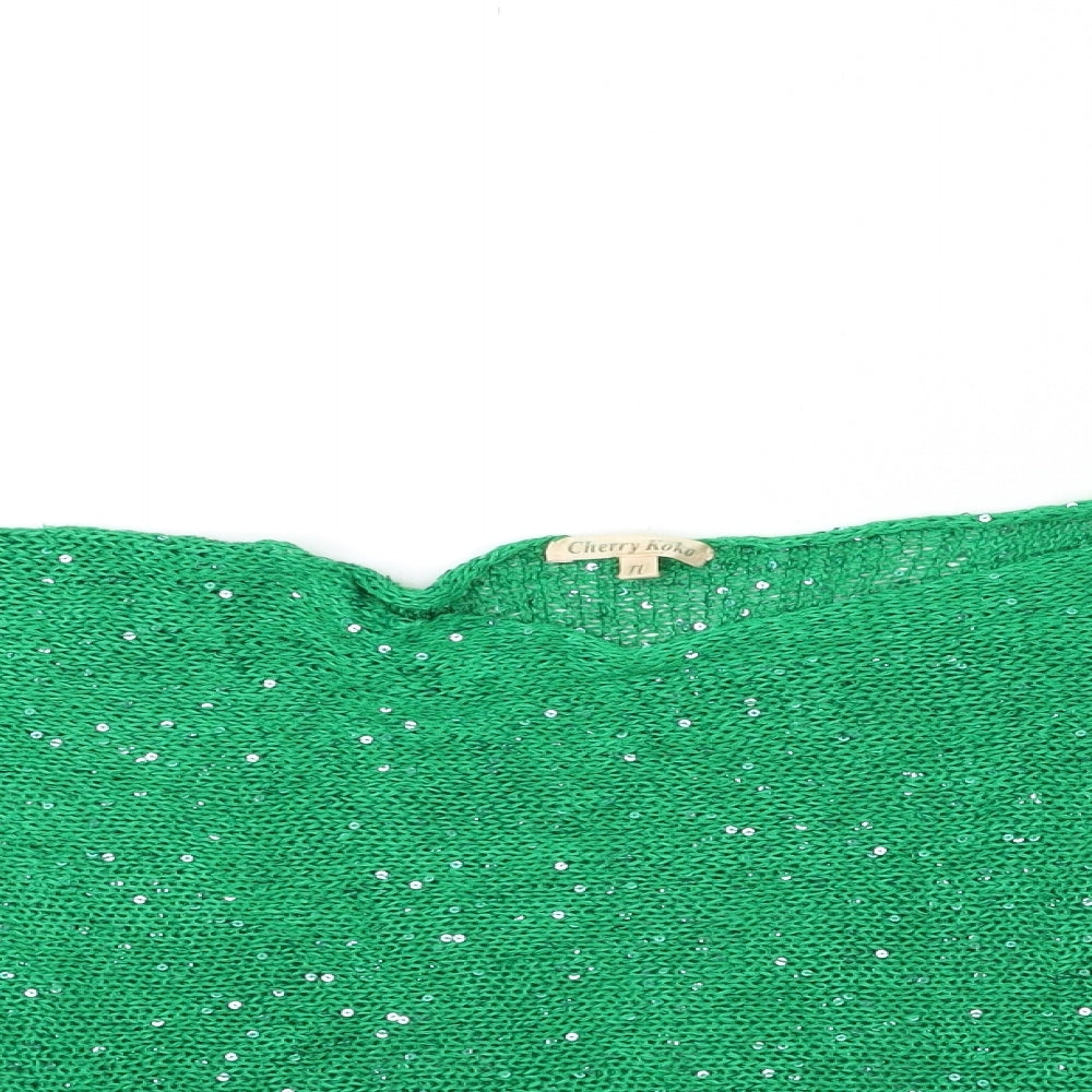 Cherry Koko Womens Green  Knit Pullover Jumper One Size