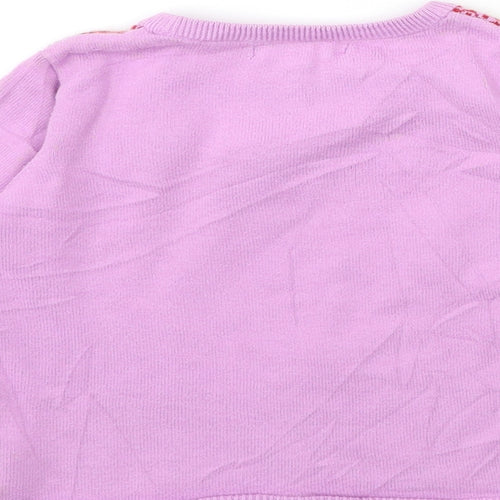 Marks and Spencer Girls Pink Striped Knit Pullover Jumper Size 3-4 Years