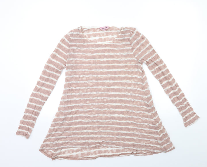 Phase Eight Womens Pink Striped Knit Pullover Jumper Size 10